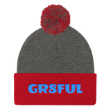 hinesii 'GR8TFUL' Pom Pom Knit Cap