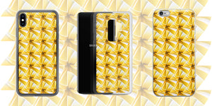 Slider image of hinesii phone cases. Original artwork patterns printed on fashion apparel, home decor and everyday lifestyle products like fanny packs, tote bags and ceramic mugs